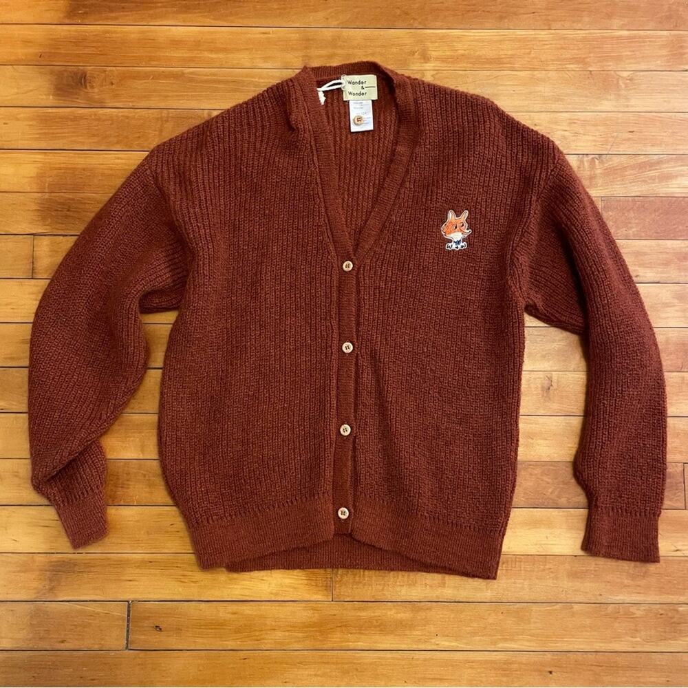 NWT Wander & Wonder Brown Mohair Fox Cardigan - Picture 1 of 6